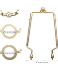 Adjustable Lampshade Harp Holder Kit With Lampshade Bracket And Hardware, golden finish with dimensions for table lamps.