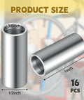 Sixteen Pack Stainless Steel Spacers, 1/2 Inch Outer Diameter, 3/8 Inch Inner Diameter, 1 Inch Length, Unthreaded Round Standoff Bushings
