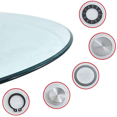 Tempered Glass Lazy Susan Turntable Plate With Aluminum Bearing Heavy Duty Round Serving Tray components close-up