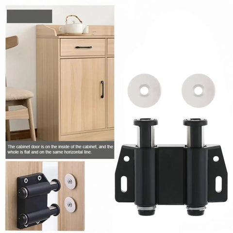 4 Pack Magnetic Cabinet Latches with Double Round Head Touch Catch Push to Open No Handle Needed Release Opener and Cabinet Setup