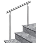 Heavy Duty Stainless Steel Top Railings With No Fuss Install Kit For Backyard And Porch, Solid 95cm Height By 150cm Length, Modern Outdoor Balcony Guardrail Built Different For Safe Home Use on stairs.