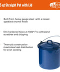 1.75 Quart Enamel Camp Pot With Lid And Bail Handle For Outdoor Cooking Camping And Travel Trail Ready Gear Sturdy Steel Build