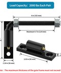 Diagram of 5/8 In J-Bolt Gate Hinge Set, Heavy-Duty Steel For Wooden And Iron Gates, Hole Base Mount, Black Powder Coated, Rust-Resistant, Umbrella Seal Ring Keeps Rain Out, Mounting Plate About 4.72 In, 1 Pair with measurements.