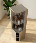 Aviator Wing Shelving Unit With Industrial Aluminum Build Dope Tall Bookshelf And Riveted Aircraft Design shown as a bar unit
