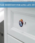Upgrade Your Space With These Dang Good Quality Round Cabinet Knobs And Smooth Handles Built Tough From Solid Stainless Steel Featuring A Tight Grip And Sleek Look For Kitchen Drawers And Furniture Doors. White round cabinet knob on drawer.
