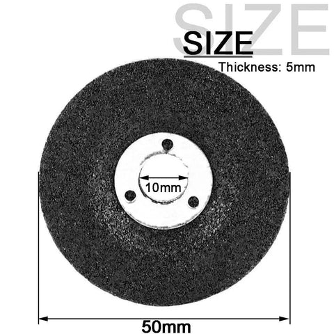 Heavy Duty 2 Inch Die Grinder Grinding Wheels Set With Depressed Center Type 27 Discs 3/8 Inch Arbor And 1/4 Inch Mandrel For Metal And Stainless Steel 15 Pack Pro Grade Construction For Drill Rotary Tool showing wheel dimensions