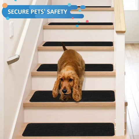 Stair Treads Carpet Non Slip Indoor Stair Runners For Wooden Steps Set Of 15 8 By 30 Inches Black Anti Slip Backing