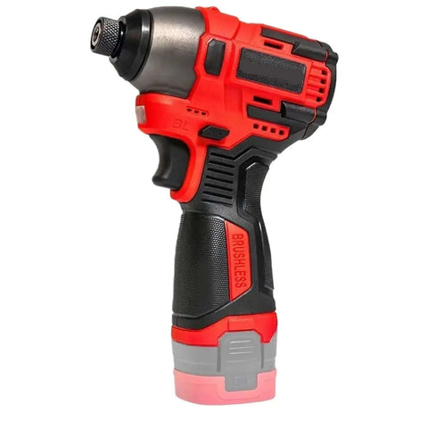 Side view of Cordless Brushless Electric Drill Delivering 140Nm of Knockout Torque With Solid Metal Ratchet Chuck In Army Green.