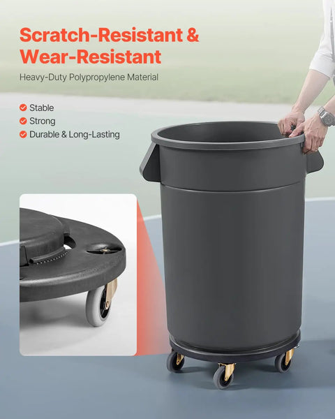 Heavy Duty Trash Can Dolly For 20 32 44 And 55 Gallon Bins Two Pack with smooth swivel wheels for easy hauling.