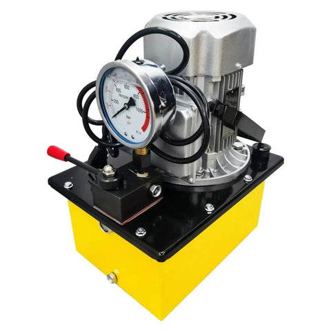 Heavy Duty 110V Electric Hydraulic Pipe Bender With 21 Ton Force And 10 Precision Dies For Round Copper Steel Tubing showing a motor and pressure gauge.