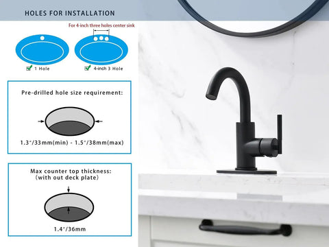 Matte Black Single Handle Bar Sink Faucet With 6 Inch Deck Plate 360 Degree Swivel Spout One Hole Bathroom Tap Lead Free Brass