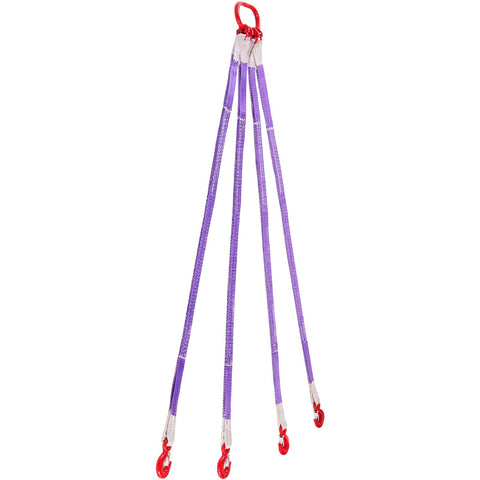 Four Leg Lifting Slings With Hooks 6600 Lb Capacity Heavy Duty Polyester Bridle Sling Five Foot Rigging Strap Wear Resistant Webbing
