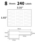 Color Coded Cable Labels Set For Quick Cable Management, 8 sheets of 240 labels, A4 size, 3.31 x 1.02 in