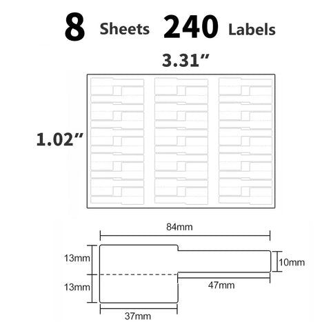 Color Coded Cable Labels Set For Quick Cable Management, 8 sheets of 240 labels, A4 size, 3.31 x 1.02 in