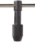 Tap Wrench With T Handle For Hand Turning Taps And Tools, Adjustable Knurled Nut, Recessed Holding Jaws, front view
