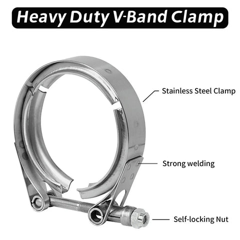 5 Inch Stainless Steel 304 V Band Clamp For Exhaust Flanges, Durable Bolt Style V Band Clamp With Corrosion Resistant Design For Exhaust Piping