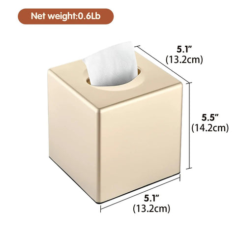 Hand Tissue Box Cover Decorative Square Tissue Holder for Bathroom Vanity Dresser Nightstand Office Parlors, champagne gold finish