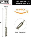 FF ERA SDS Plus rotary hammer drill bit, front view, carbide tipped, 5/32 in x 6 in, 10-pack