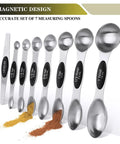 16 Piece Measuring Cups And Magnetic Spoons Set In Stainless Steel With 8 Nesting Cups And 7 Double Sided Magnetic Measuring Spoons Plus A Leveler