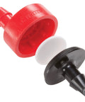 Close-up of red and black 2 GPH Pressure Compensating Drip Emitter For Spot Watering, 30 Pack, Self Piercing Design components