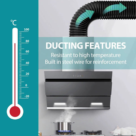 3 Inch Flexible Aluminum Dryer Vent Hose 8 Feet Long With Three Layer Protection And Two Clamps showing duct features and temperature resistance