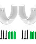Heavy Duty White Closet Rod Brackets Built Different Stainless Steel U Shaped Wall Mount Sockets For Home Organization With Quick Setup Hardware Included with screws and anchors