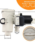 Front Load Washer Drain Pump and Motor Assembly Replacement OEM Fit For Duet Kenmore Maytag, side view with dimensions