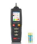 Handheld Vibration Meter And Digital Vibration Analyzer - Portable Vibrometer With Piezoceramic Accelerometer, Measures Acceleration 0.1 To 199.9 m/s2 Peak, Velocity 0.1 To 199.9 mm/s RMS, Displacement 0.001 To 1.999 mm, Accuracy Ten Percent. Portable black handheld vibration meter with batteries.
