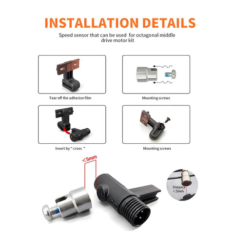 Speed Sensor For Mid Drive Ebike Motor Compatible With BBS01 BBS02 BBSHD And 8FUN Mid Mount Kits Long Lead 80Mm Wire 4Mm Sensing Distance One Pulse Per Cycle Boost Your Electric Bike Build