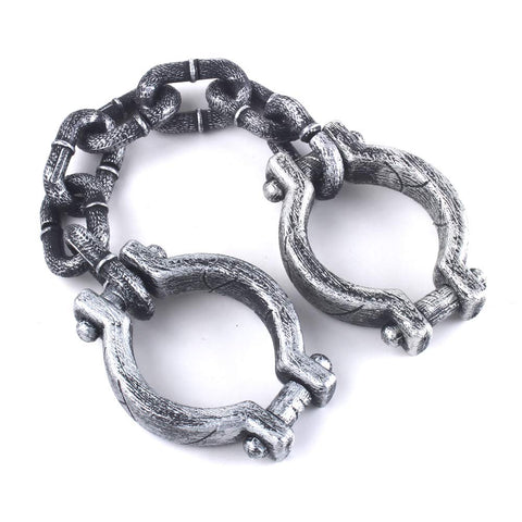 Plastic Halloween Shackles On Chain Handcuff Prop For Dope Costume Decor And Photo Ops Lightweight Cuffs With A 4 Inch Diameter And 32 Inch Chain Perfect For Parties Haunt Sets And Themed Events