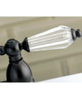 Crystal lever handle detail of Oil Rubbed Bronze Centerset Bathroom Faucet With Crystal Lever Handle Drip Free Ceramic Cartridge 1.2 GPM.