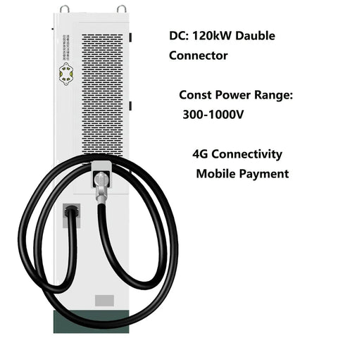 Outdoor Industrial Grade Level 3 Dual EV Charger CCS1 120kW Fast DC Beast With 250A Output, 16.4 Ft Cables, Floor Standing Unit