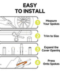 Installation guide for 72Pcs Spoke Covers For 8 To 21 Inch Rims White Universal Wheel Wraps For Dirt Bikes Bicycles E Bikes Wheelchairs