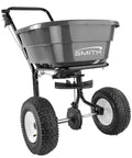80 Lb Broadcast Lawn Spreader With Spider Agitator Dual Shutoffs Backyard Ready For Seasonal Use Solid Rod Linkage Wheeled Push Design