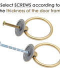 Matte Gold Round Ring Cabinet Drawer Pulls Set Of 12 Zinc Alloy Single Hole Knobs showing different screw lengths for installation.