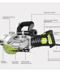 Detailed view of Badass Heavy Duty Electric Slotting Machine And Groove Cutter With Dustproof Brushless Motor, showcases ergonomic handle and saw blade.