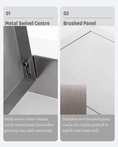 Rock Solid Stainless Steel Access Panel Door With Rugged Handles For Drywall Inspection And Hvac Plumbing Service Shaft Covers 39 Inch Square Hole showing metal swivel centre and brushed panel details.