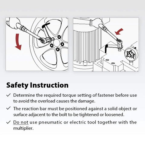 Safety instructions for 800 Nm Manual Torque Multiplier Tool With 3.4 To 1 Ratio, One Half To Three Quarters Inch Drive Adapter
