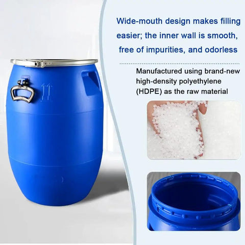 Built Tough As Nails Sealed Plastic Drum With Lid For Shipping And Storage 30L 50L 60L 65L HDPE Industrial Chemical Barrel