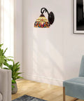 Serenity Victorian Tiffany Style Wall Sconce In Dark Bronze 1 Light Eye Candy Multicolor Glass With Crystals Indoor Lighting Fixture