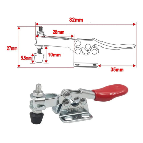 20 Pieces Horizontal Toggle Clamp Set With Quick Release For One Hand Operation Up To 27 Kg Perfect For Workbench Jigs And Repetitive Clamping Jobs Grab And Go Grips And Durable Performance On Any Project. metal horizontal toggle clamp with red handle, 82mm