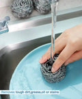 Heavy Duty Stainless Steel Scrubber Pads For Tough Kitchen Scrubbing On Dishes Pots Pans Ovens Grills And Sinks Ergonomic 2.4 Inch