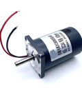 Cool 60Mm DC Motor With Solid 8Mm Shaft Runs Smooth At 12V Or 24V with red and black wires, perfect for robotics.
