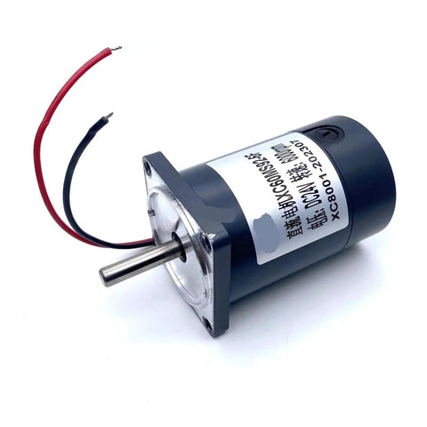 Cool 60Mm DC Motor With Solid 8Mm Shaft Runs Smooth At 12V Or 24V with red and black wires, perfect for robotics.