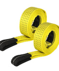 2 Pack 10 Ft Long 2 In Heavy Duty Lifting Slings Straps Polyester Flat Webbing For Rigging, Towing, Yellow Slings with Loops