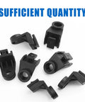 Eight Piece Universal Radiator Fan Mounting Feet Brackets L Shaped Install Legs Secures Slim Electric Car Cooling Fans Straight Up Durable Setup Hella Reliable Rig Ready Auto Parts Must Have Gear black plastic mounts arranged in a pile