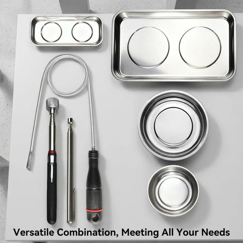 Amazon kiaikmc telescoping magnetic pickup tool set with flexible coil and pen-style magnet, screw magnet and trays