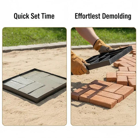 Cross Square Stepping Stone Molds Set For DIY Garden Pathways And Patios, showing mold in use for paving bricks.