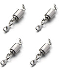 Four screw locking magnetic necklace clasps for 6mm silver jewelry, made from lead and cadmium free brass, shown front view.