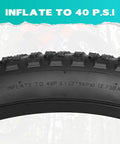 26 Inch Fat Bike Tire Set With Inner Tubes Two Pack For E-Bike Snow MTB And Tricycle Replacement 26 By 3.0 75-559 Foldable Tires Durable Nylon Rubber Build Schrader Valve High Wear Resistance Long Lasting Ride, tire close-up